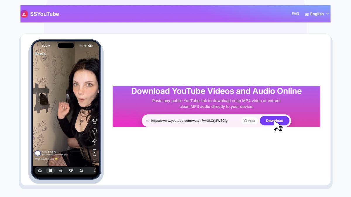 SSYouTube online video downloader interface