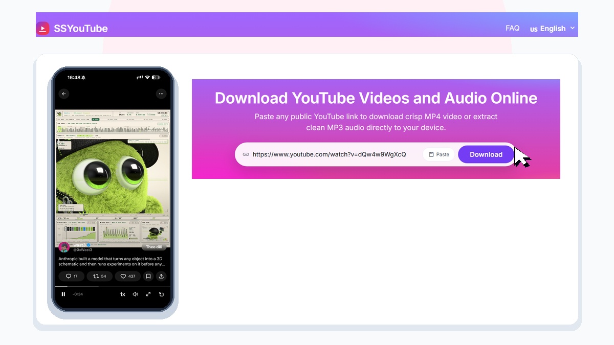SSYouTube Video Downloader Tool Interface