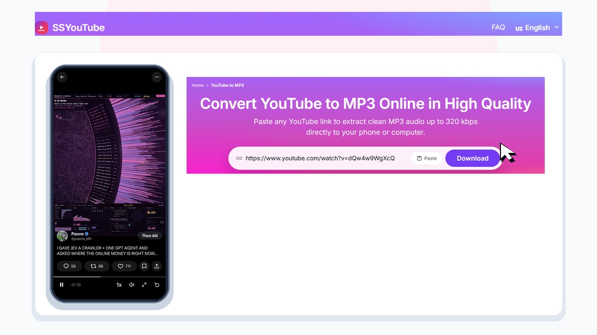 SSYouTube Youtube To Mp3 Tool Interface